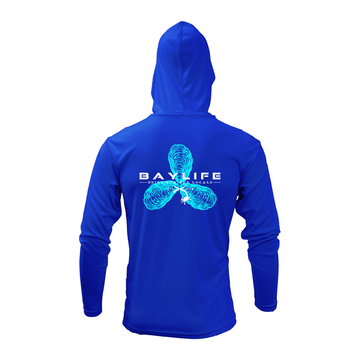 OYSTER PROPELLER PERFORMANCE FISHING HOODED LONG SLEEVE SHIRT | ROYAL BLUE