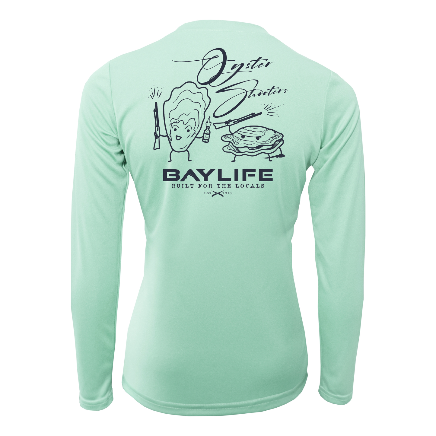 OYSTER SHOOTERS LADIES PERFORMANCE FISHING LONG SLEEVE SHIRT | SEAFOAM