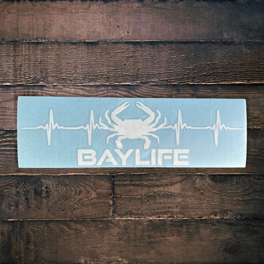 All-Weather Vinyl Decal | Bay Life Crab EKG